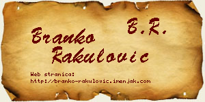 Branko Rakulović vizit kartica